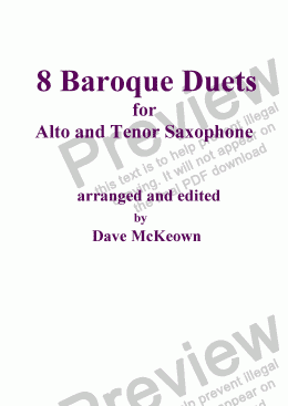 page one of 8 Baroque Duets for Alto and Tenor Saxophone