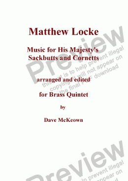 page one of Matthew Locke, Music for His Majesty’s Sackbutts and Cornetts for Brass Quintet