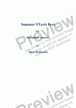 page one of Summer Starts Here, for Saxophone Quartet