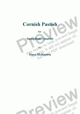 page one of Cornish Pastish for Saxophone Quartet