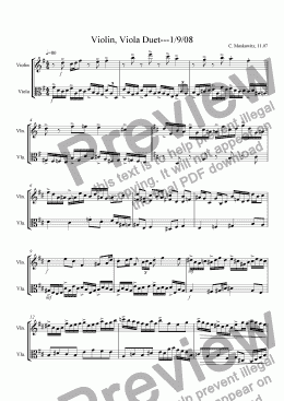 page one of Violin, Viola Duet 1.08