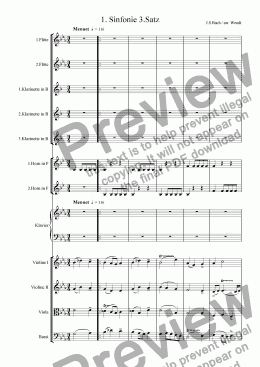 page one of Bach-Symphony Menuet in E-Flat