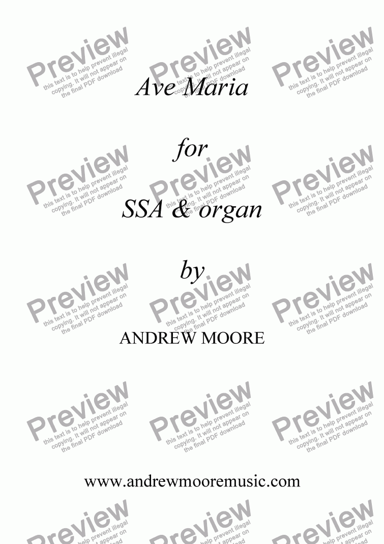 page one of ’Ave Maria’  for SSA & Organ