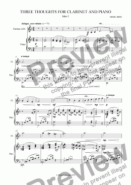 page one of Three Thoughts for Clarinet and Piano - Idea 2