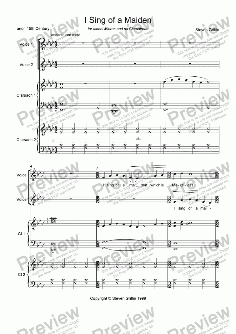 page one of I Sing of a Maiden