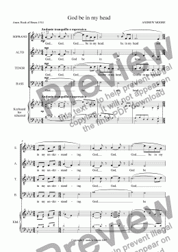 page one of ’God be in my head’ for SATB