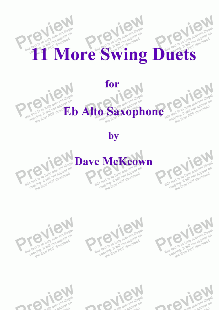 page one of 11 More Swing Duets for Alto Saxophone