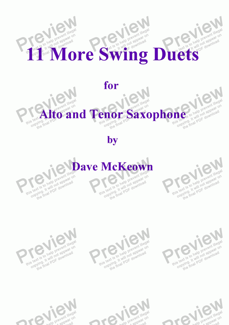 page one of 11 More Swing Duets for Alto and Tenor Saxophone