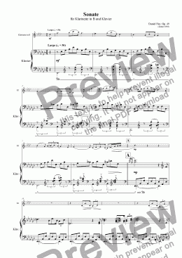page one of Sonata for Clarinet
