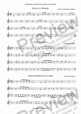 page one of 20 Favourite Christmas Carols for solo Recorder and Piano
