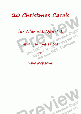 page one of  20 Favourite Christmas Carols for Clarinet Quartet
