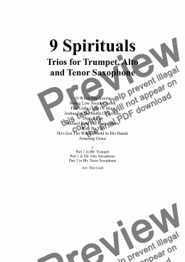 page one of 9 Spirituals. Trios For Trumpet, Alto and Tenor Saxophone