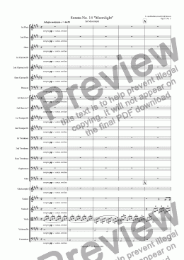 page one of Moonlight Sonata - 1st Movement (C# Minor) - Orchestra