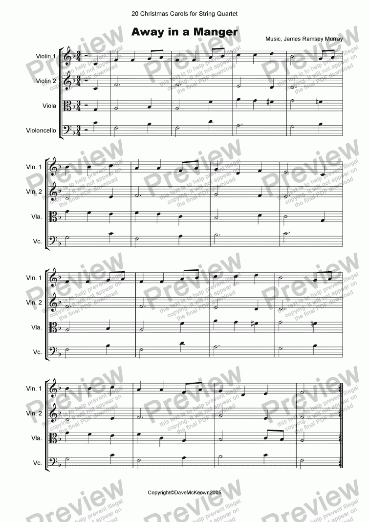 page one of  20 Favourite Christmas Carols for String Quartet