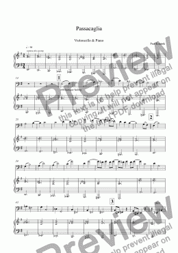 page one of Passacaglia for Violoncello and Piano