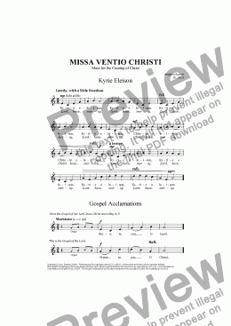 page one of Missa Ventio Christi (Congregation part)