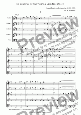 page one of Six Concertos No.1 for four Violins & Viola Op.15-1