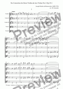 page one of Six Concertos No.1 for three Violins & two Violas Op.15-1
