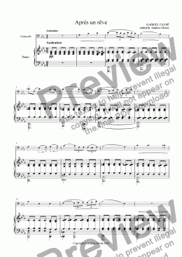 page one of ’Apres un reve’ for Cello & Piano