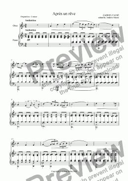 page one of ’Apres un reve’ for Oboe & Piano