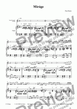 page one of Mirage [Recorder or Flute + Piano]