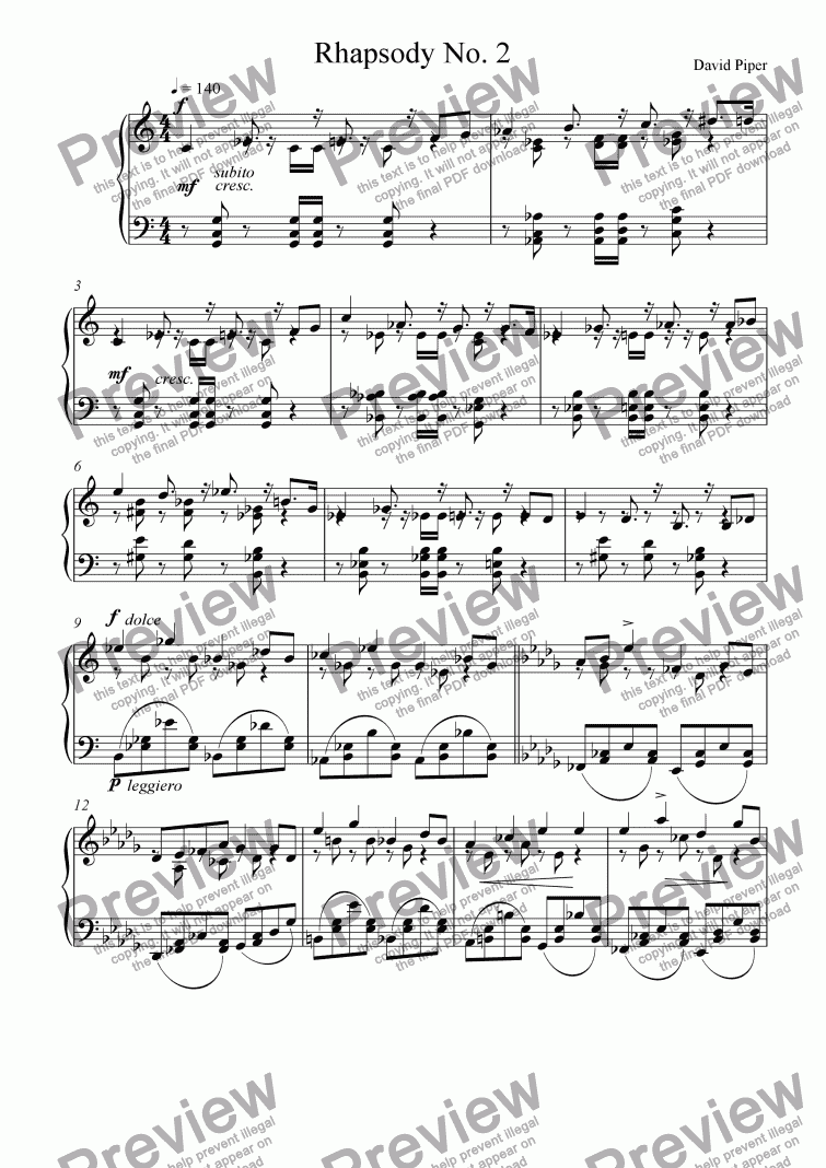 page one of Rhapsody No. 2
