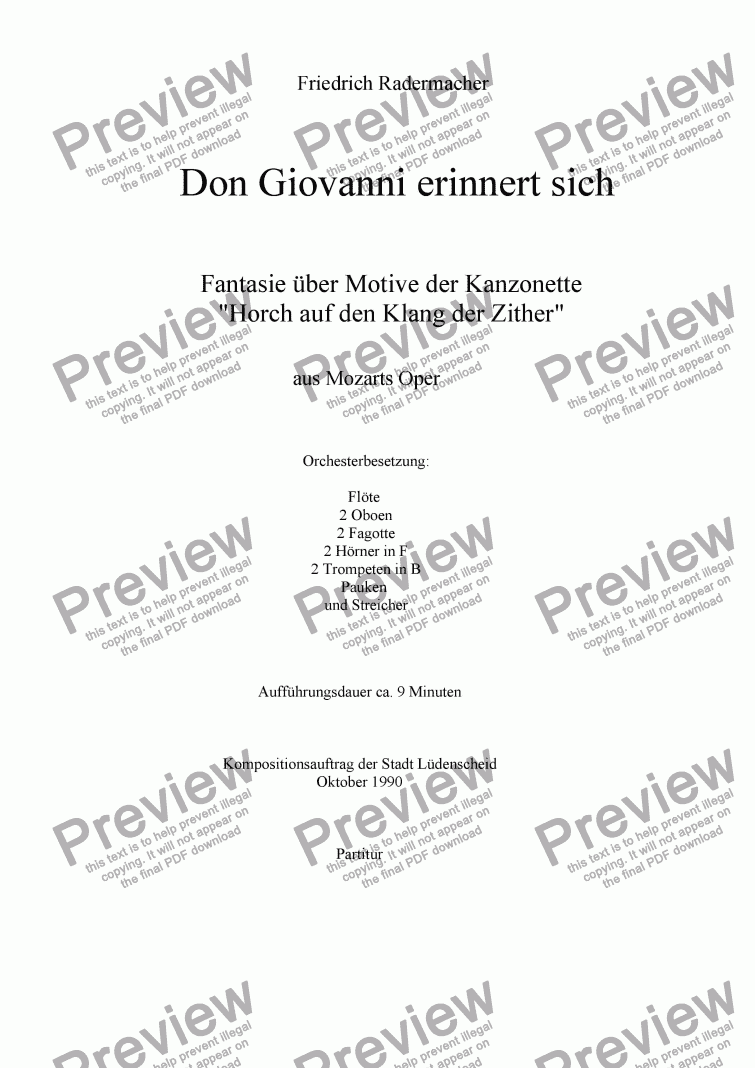 page one of Don Giovanni erinnert sich