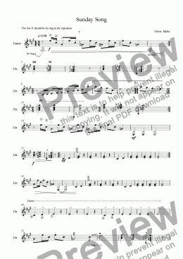 page one of Sunday Song