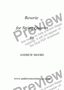 page one of ’Reverie’ for String Quartet