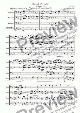 page one of Chorale Prelude on "Wachet auf, ruft uns die stimme" from Cantata 140. Arranged for bassoon quartet.