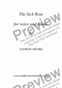 page one of ’The Sick Rose’ for voice & piano