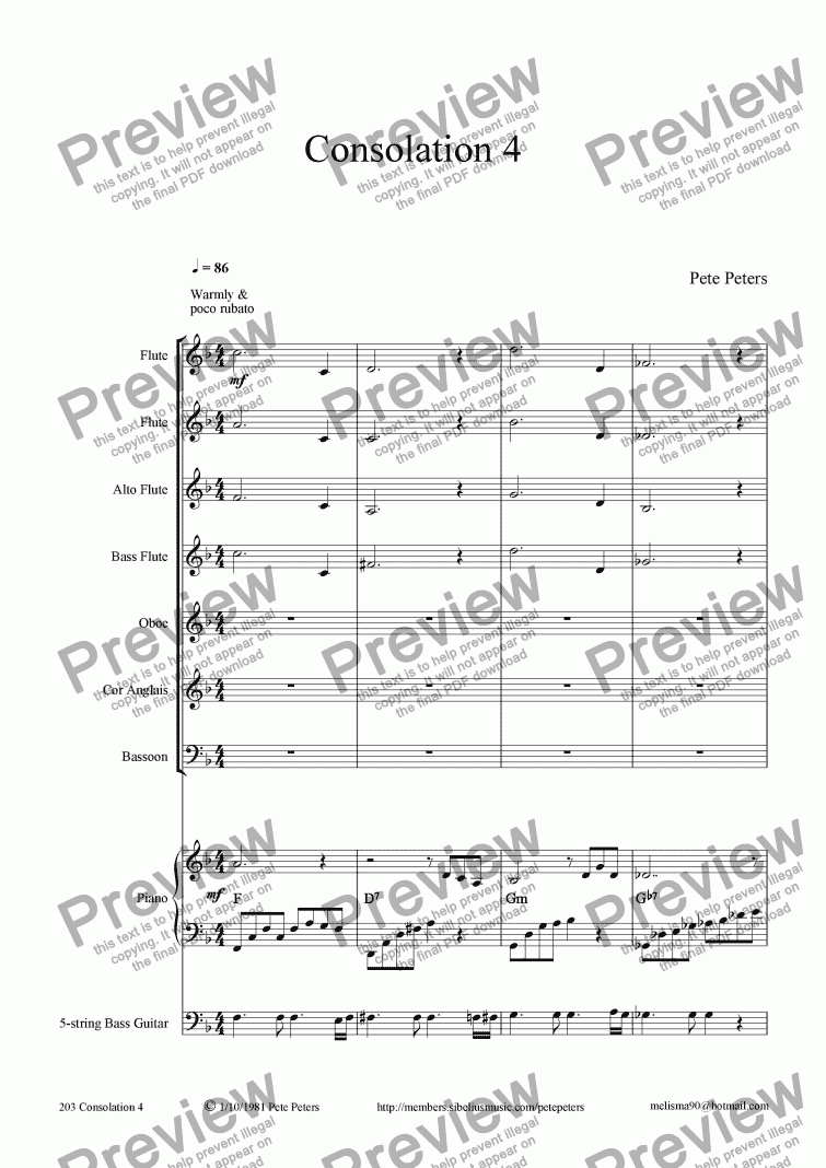 page one of Consolation 4  {Pete Peters)  [W>W orch]