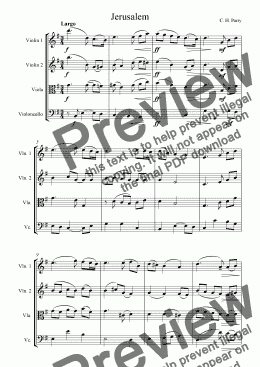 page one of Parry Jerusalem for String Quartet