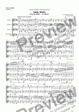 page one of Naila Waltz arr. for Clarinet Quartet
