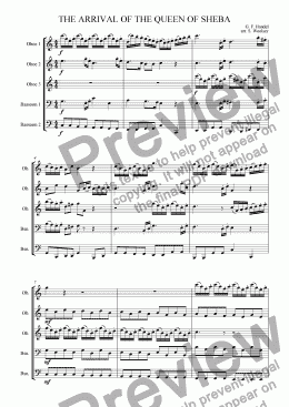 page one of The Arrival of the Queen of Sheba for Double Reed Ensemble