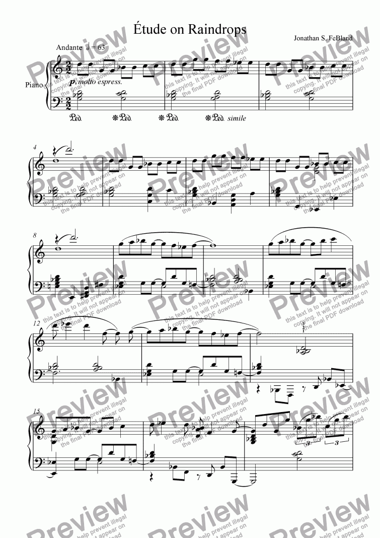 page one of Etude on Raindrops