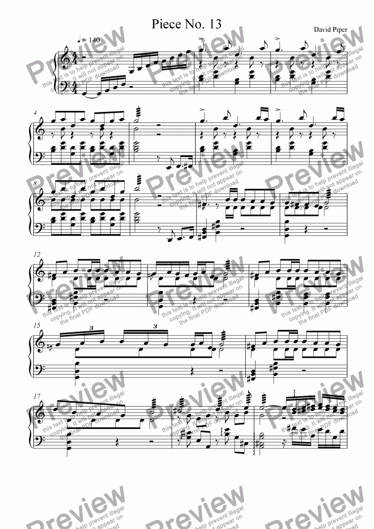 page one of Piece No. 13