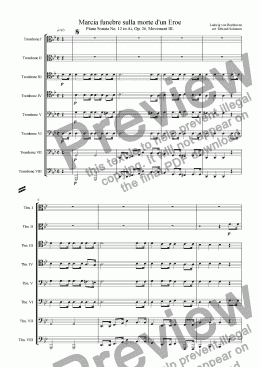 page one of Marcia funebre sulla morte d'un Eroe for trombone octet