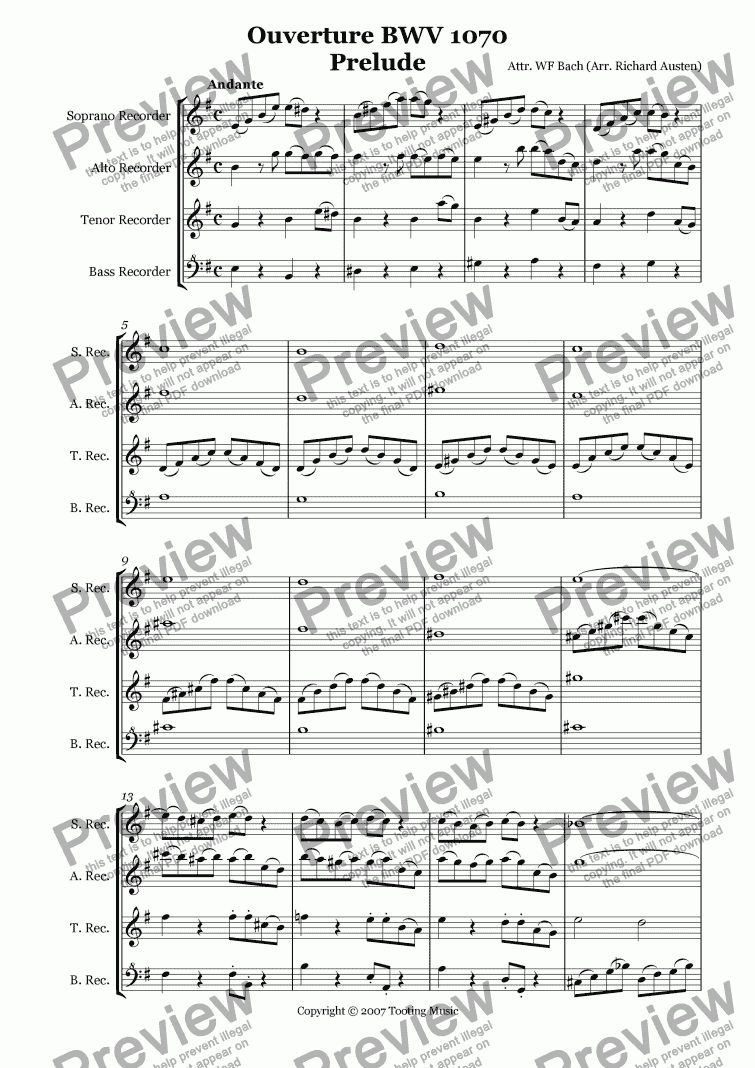 page one of Ouverture (BWV 1070) - I. Prelude