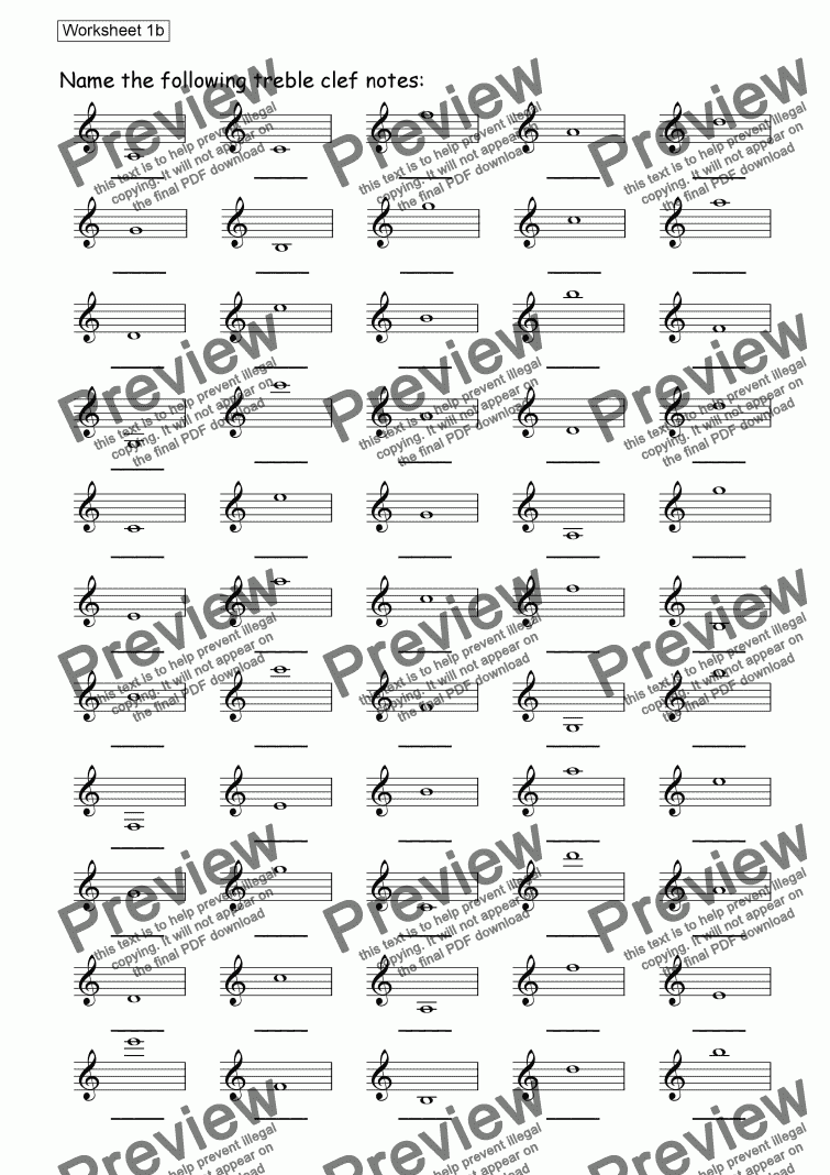 Worksheet 23b: Treble Clef Notes - Download Sheet Music PDF file With Regard To Treble Clef Note Worksheet