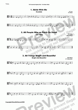 page one of  16 Favourite Hymns Vol.1 for Solo Viola and Piano