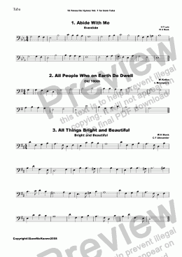 page one of  16 Favourite Hymns Vol.1 for Solo Tuba and Piano