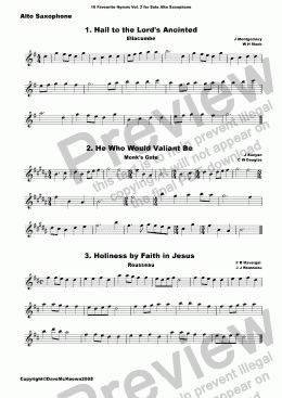 page one of  16 Favourite Hymns Vol.2 for Solo Alto Saxophone and Piano