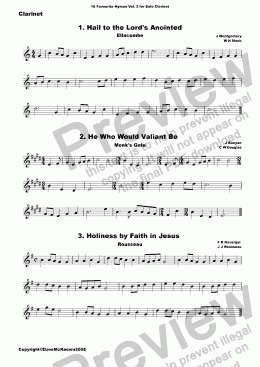page one of  16 Favourite Hymns Vol.2 for Solo Clarinet and Piano