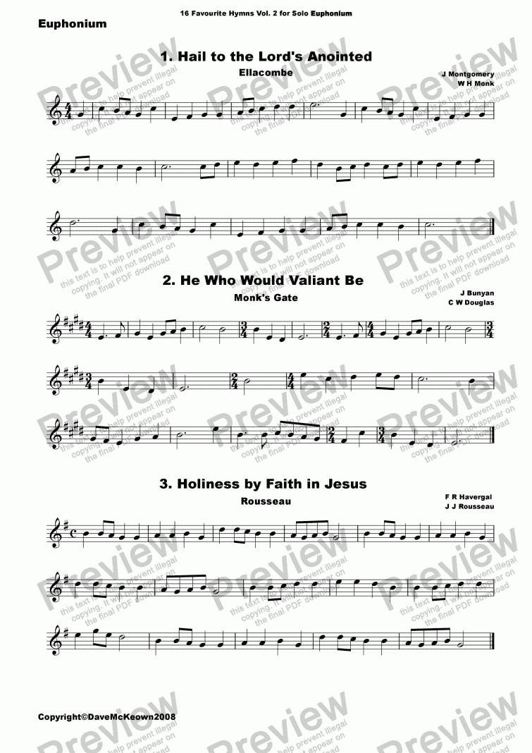 page one of  16 Favourite Hymns Vol.2 for Solo Euphonium and Piano