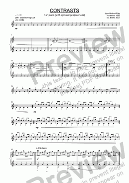 page one of Contrasts ((prepared) piano) [1995]