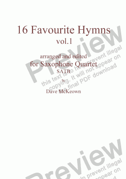 page one of  16 Favourite Hymns Vol.1 for Saxophone Quartet