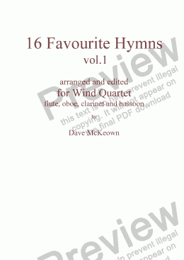 page one of  16 Favourite Hymns Vol.1 for Wind Quartet