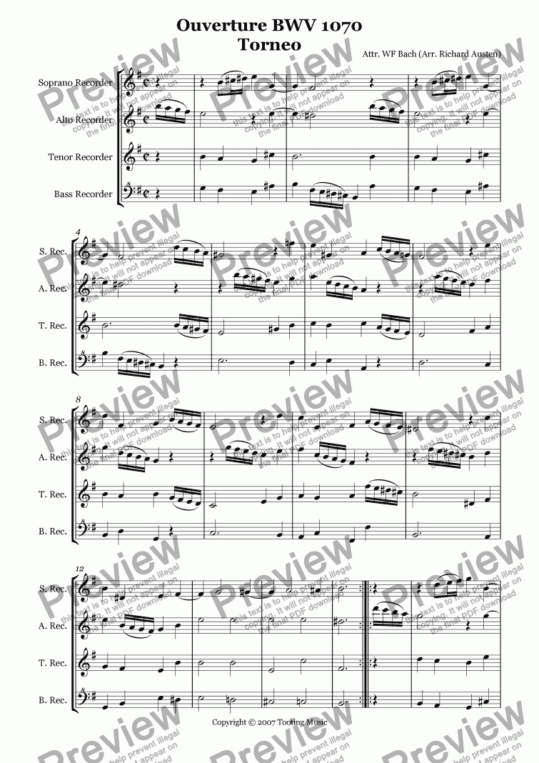 page one of Ouverture (BWV 1070) - II. Torneo