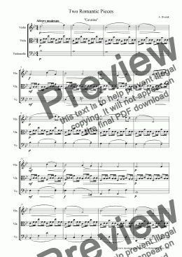 page one of Dvorak 2 Romantic Pieces arranged for String Trio